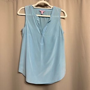 Lilly Pulitzer Silk Sleeveless Stacy Top, Small Light Sky Blue